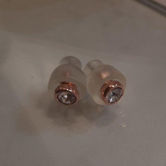 Crystal Stud Rose Gold Earrings - Picture 1 of 2